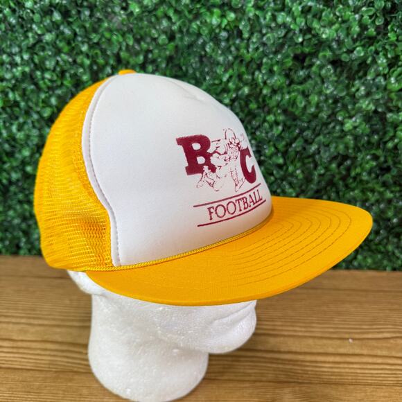 Vintage BC Football 80s Foam Trucker Hat Adult Yellow Snapback Cap FunkAP Taiwan - Picture 5 of 7